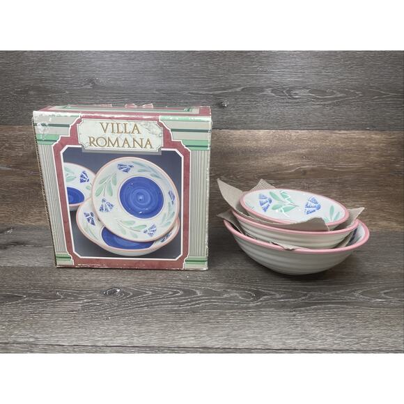 Villa Romana Pasta Bowls Set of 3 Italy Handpainted - Picture 10 of 10